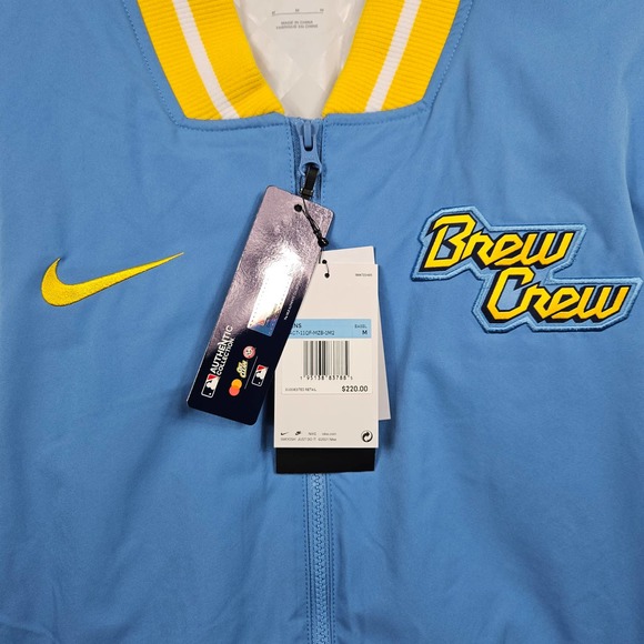Nike Baseball Dugout Jacket Mens M Brewers City Connect Brew Crew Insulated - Picture 2 of 9